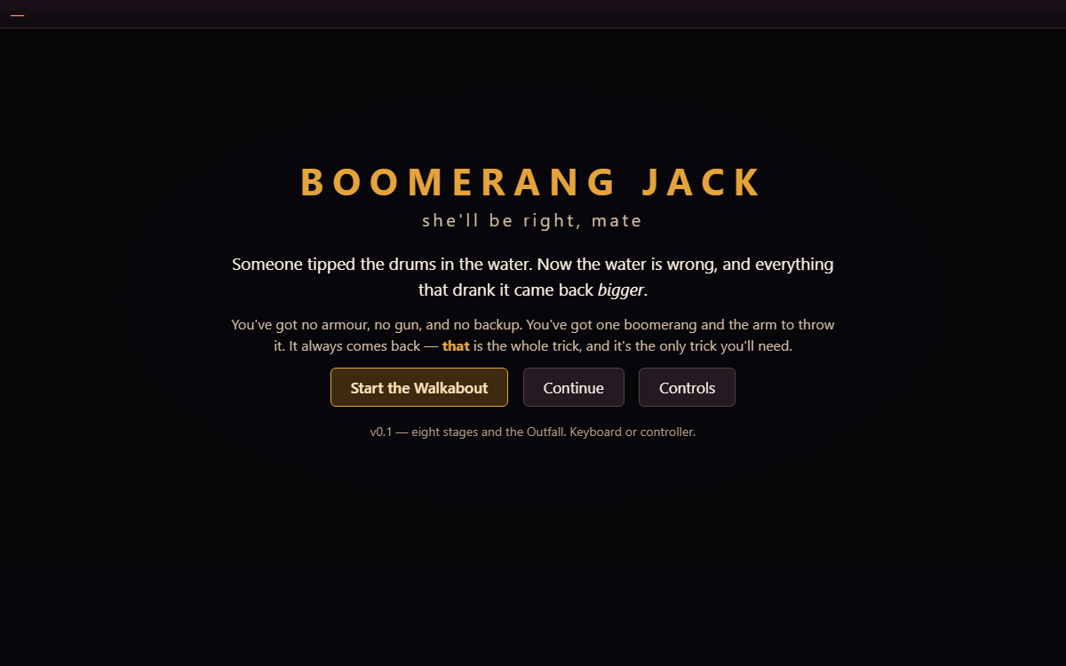 Boomerang Jack title screen