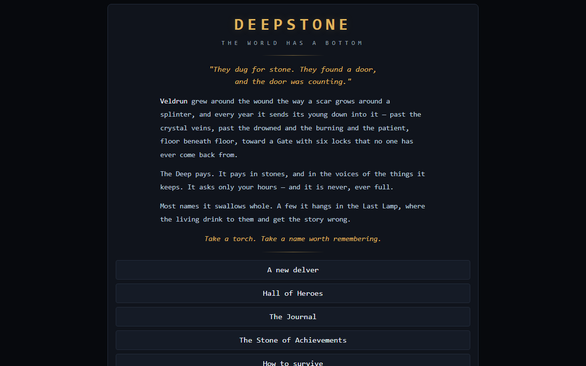 DeepStone title screen