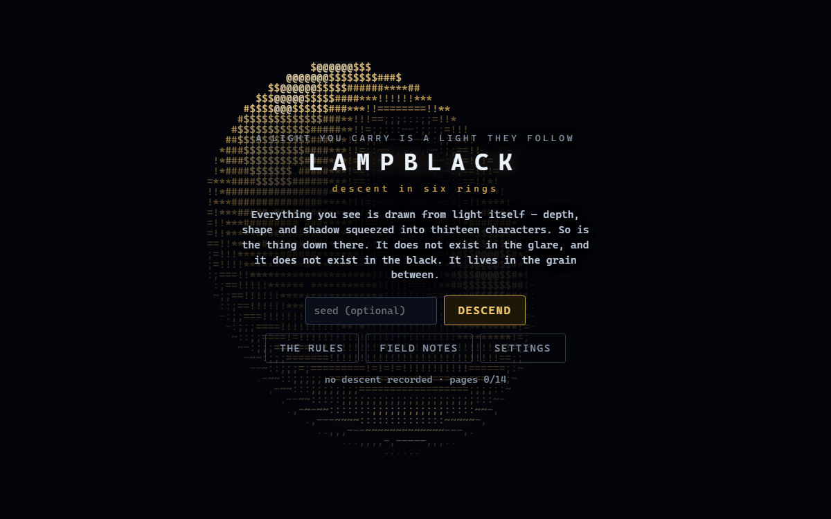 Lampblack title screen