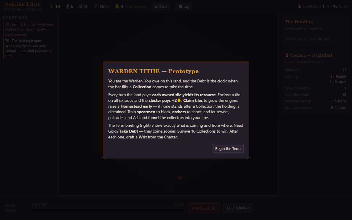 Warden Tithe title screen